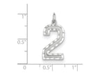 FJC Finejewelers 14 kt White Gold Casted Large Bright Cut Number 2 Charm