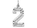 FJC Finejewelers 14 kt White Gold Casted Large Bright Cut Number 2 Charm