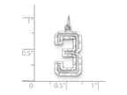 FJC Finejewelers 14 kt White Gold Casted Large Bright Cut Number 3 Charm