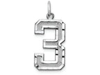 FJC Finejewelers 14 kt White Gold Casted Large Bright Cut Number 3 Charm