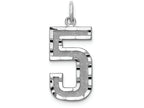 FJC Finejewelers 14 kt White Gold Casted Large Bright Cut Number 5 Charm