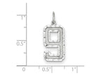 FJC Finejewelers 14 kt White Gold Casted Large Bright Cut Number 9 Charm