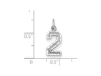 FJC Finejewelers 14 kt White Gold Casted Small Bright Cut Number 2 Charm