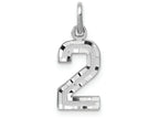 FJC Finejewelers 14 kt White Gold Casted Small Bright Cut Number 2 Charm