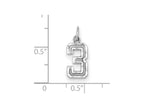 FJC Finejewelers 14 kt White Gold Casted Small Bright Cut Number 3 Charm