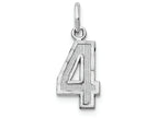 FJC Finejewelers 14 kt White Gold Casted Small Bright Cut Number 4 Charm
