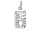 FJC Finejewelers 14 kt White Gold Casted Small Bright Cut Number 6 Charm