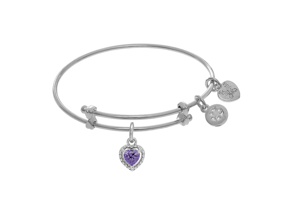 Angelica Collection Brass With White Finish Charm February Heart Shape CZ Birth Month (Small)