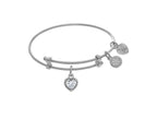 Angelica Collection Brass With White Finish Charm April Heart Shape CZ Birth Month (Small)