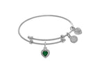 Angelica Collection Brass With White Finish Charm May Heart Shape CZ Birth Month (Small)