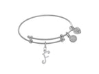 Brass With White Finish Charm Initial F On White Angelica Tween Bangle (Small)