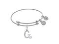 Brass With White Finish Charm Initial G On White Angelica Tween Bangle (Small)