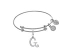 Brass With White Finish Charm Initial G On White Angelica Tween Bangle (Small)