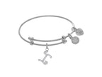 Brass With White Finish Charm Initial I On White Angelica Tween Bangle (Small)
