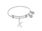 Brass With White Finish Charm Initial K On White Angelica Tween Bangle (Small)