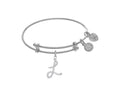 Brass With White Finish Charm Initial L On White Angelica Tween Bangle (Small)