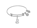 Brass With White Finish Charm Initial S On White Angelica Tween Bangle (Small)