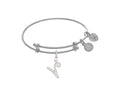 Brass With White Finish Charm Initial V On White Angelica Collection Bangle (Small)