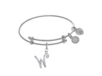Brass With White Finish Charm Initial W On White Angelica Tween Bangle (Small)