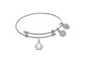 Brass With White Crown Small Charm On White Angelica Tween Bangle (Small)