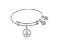 Brass With White Peace Charm On White Angelica Collection Twe En Bangle (Small)