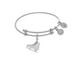 Brass With White Ice Skating Charm On White Angelica Tween Bangle (Small)