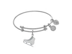 Brass With White Ice Skating Charm On White Angelica Tween Bangle (Small)
