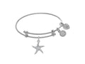 Brass With White Star Fish Charm On White Angelica Collection Tween Bangle (Small)
