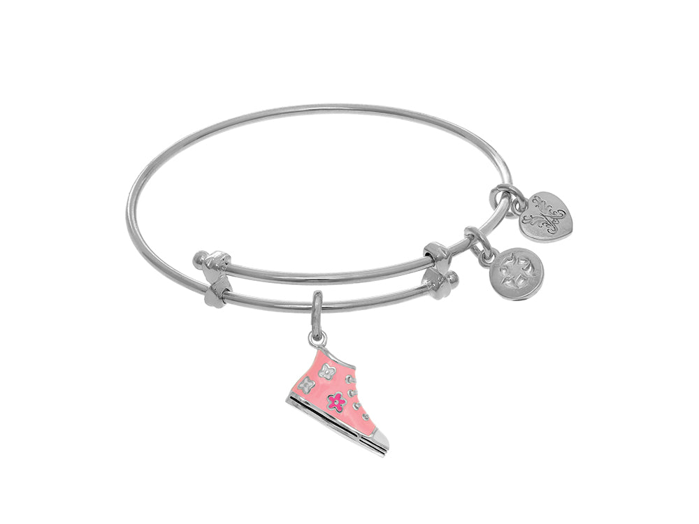 Brass With White Shoe Charm On White Angelica Collection Twee N Bangle (Small)