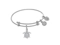 Brass With White Turtle Charm With CZ On White Angelica Tween Bangle (Small)