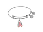 Angelica Collection Brass With White Balerina Shoe Charm On White Ange Lica Tween Bangle (Small)