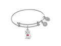Brass With White Cat Charm On White Angelica Collection Tween Bangle (Small)