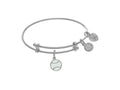 Brass With White Enamel Softball Charm On White Angelica Tween Bangle (Small)