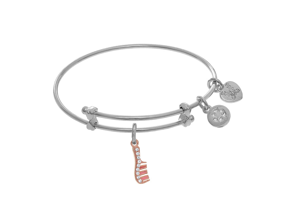 Brass With Pink Hair Brush With CZ On Angelica Collection Twe En Bangle (Small)