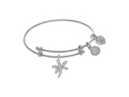 Angelica Collection White Finish Expandable Tween Brass Bangle Dr Agonfly Charm Cubic Zirconia In White Finish (Small)
