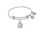 Brass With White Finish Enamel Paint Pallet Charm On White Angelica Collection Tween Bangle (Small)