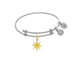 Brass With White Finish Enamel Sun Charm On White Angelica Collection Tween Bangle (Small)