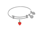 Brass With White Finish Enamel Strawberry Charm On White Angelica Collection Tween Bangle (Small)
