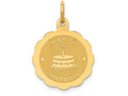 FJC Finejewelers 14k Yellow Gold Polished Satin Engraveable Happy Birthday Charm