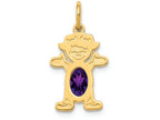 FJC Finejewelers 14k Yellow Gold Girl 6x4 Oval Genuine Amethyst February Birthstone Charm
