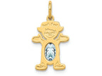 FJC Finejewelers 14k Yellow Gold Girl 6x4 Oval Genuine Aquamarine March Birthstone Charm