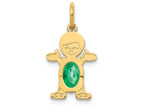 FJC Finejewelers 14k Yellow Gold Boy 6x4 Oval Genuine Emerald May Birthstone Charm