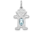 FJC Finejewelers 14k White Gold Girl 6x4 Oval Genuine Aquamarine March Birthstone Charm