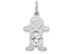 FJC Finejewelers 14k White Gold Boy 6x4 Oval Genuine White Topaz April Birthstone Charm