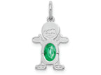 FJC Finejewelers 14k White Gold Boy 6x4 Oval Genuine Emerald May Birthstone Charm