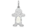 FJC Finejewelers 14k White Gold Boy 6x4 Oval Genuine Opal October Birthstone Charm