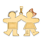 FJC Finejewelers 14 Kt Tri Color Gold Large Girl On Left Boy On Right Engravable Charm