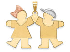 FJC Finejewelers 14 Kt Tri Color Gold Large Girl On Left Boy On Right Engravable Charm