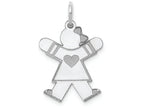 FJC Finejewelers 14k White Gold Girl with Heart and Bow Kid Charm 15 x 25mm