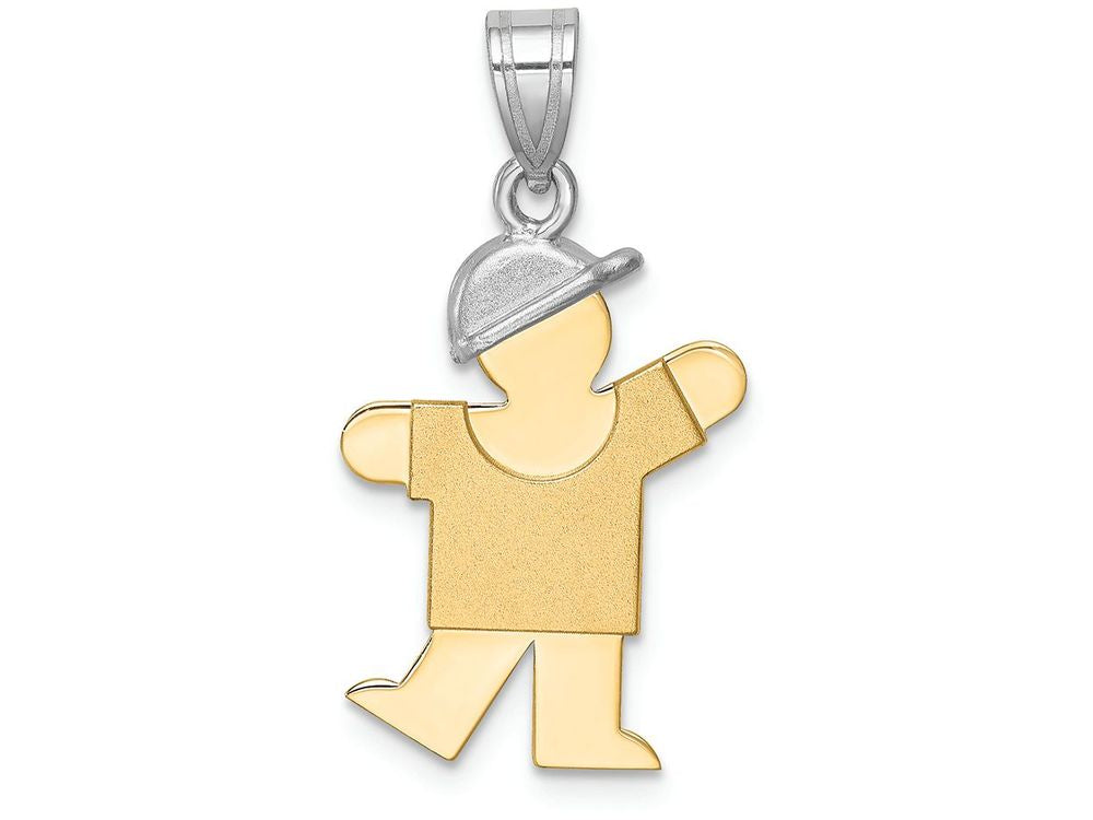 The Kids® Small Boy with Hat on Left Engraveable Charm / Pendant Necklace